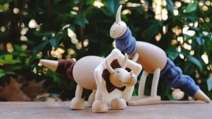 2-Pack: Anamalz Bendable Wooden Dinosaur Figures