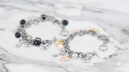 Baroque Pearl Rhodium Silver Charm Bracelet