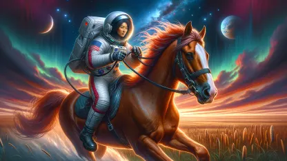 An astronaut riding a horse