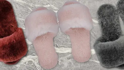 Kissables by MinxNY Genuine Shearling Fur Slides, Black, Medium