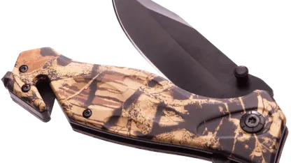 Outdoor Nation Rescue Pocket Knife with Seatbelt Cutter and Glass Breaker