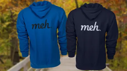 Zip-Up Hoodie with Large Meh Logo on Back