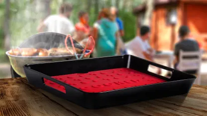Grillville BBQ Butler Tray with Reversible Silicone Mat