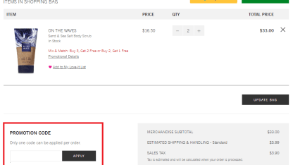 Didn't allow me to put in discount code