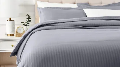 Amazon Basics 3 Piece Striped Microfiber Duvet Cover Set (King)
