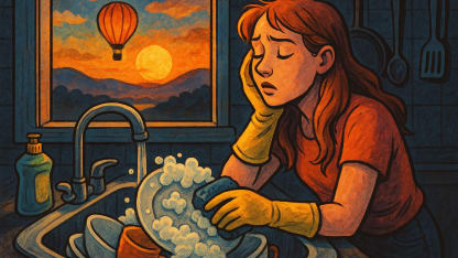 While washing dishes, I: