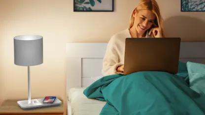 iHome Traditional Fabric Lamp with USB and Wireless Charging