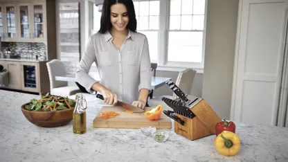 Calphalon Classic 15-Piece Self-Sharpening Knife Block Set in Natural Wood