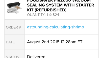 Goat Day 25 - Vacuum sealer