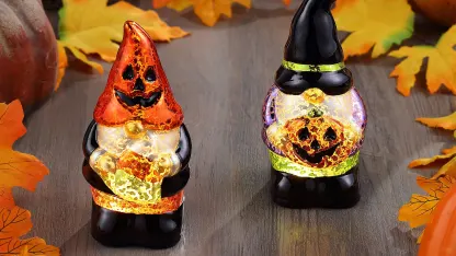 Mr. Halloween 5.875" LED Mercury Glass Gnomes 2-Piece Set with 6-Hour Timer