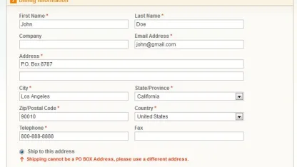 Won't recognize my billing address ? (PO Box)