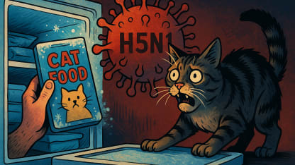 Attention humans who are owned by cats: H5N1 found in a brand of frozen cat food. This virus kills cats.