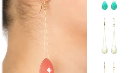 Gemstone Chain Drop Earrings by Monique Leshman