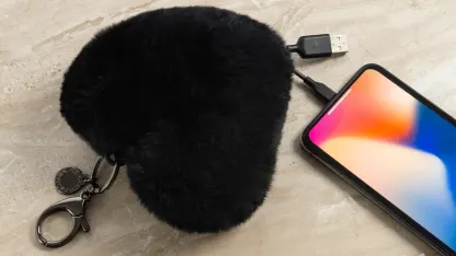 Rebecca Minkoff Heart Shaped Power Puff Keychain