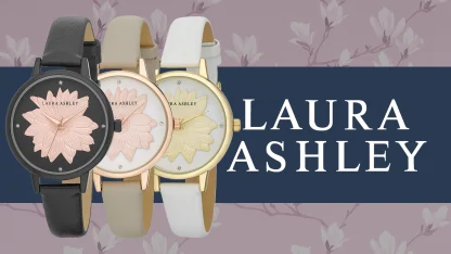 Laura Ashley Round "Flower" Dial Strap Watch