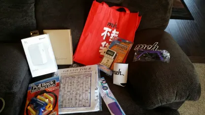 Purple meh bag? Red meh koozie?