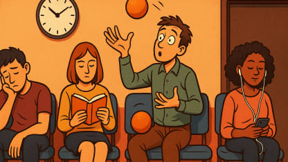 What do you do in a waiting room?