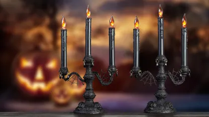 2-Pack: Ashland Halloween 3 Light Flickering Flame Gothic Candelabras