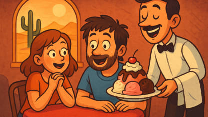 Free desert for the cute couple!