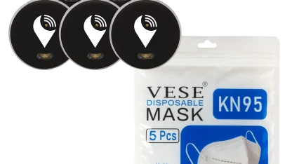 5-Pack of Black TrackR Pixels and 5-Pack of KN95 Masks