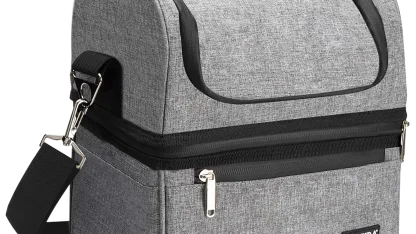 Secura Large Insulated Double Deck Lunch Bag with Shoulder Strap