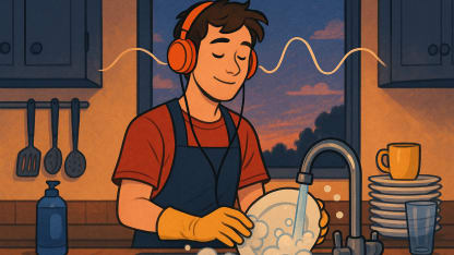 What do you listen to while doing the dishes?