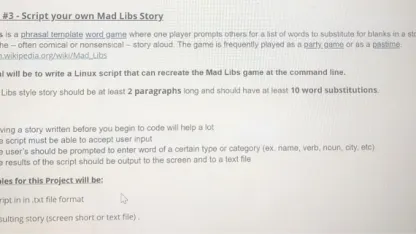 Results of the Mad Libs project