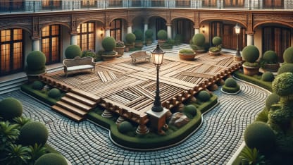 Did you notice any issues with the deck construction in the courtyard?