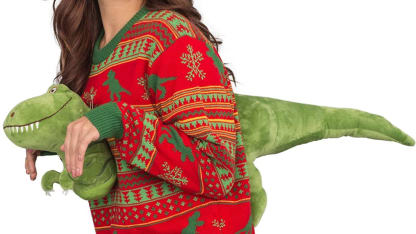 T.rex in an ugly sweater.