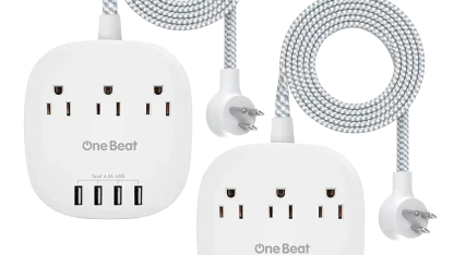 2-Pack One Beat Power Strip with 3 Outlets and 4 USB Ports