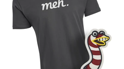 Heavy Metal Meh Logo Shirt and Glen Sticker