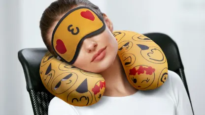 2-Pack: Emoji Travel Pillow & Eye Mask Set