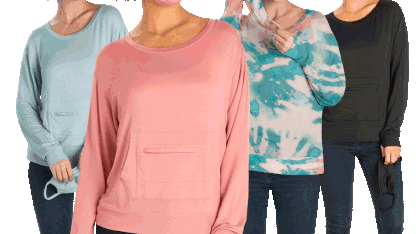 Adyson Parker Solid Kangaroo Pocket Pullover with Mask