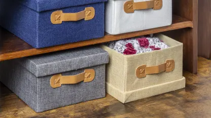 4-Pack: Get Neat Storage Bins with Leather Handles