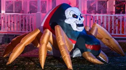 JoieDomi Inflatable Giant Skull Head Spider With LED Lights (12' Long)