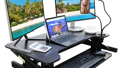 Ergo Standing Desk Converter with Streamer Kit and Gel Wrist Rest