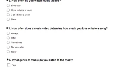 Music video based surveys