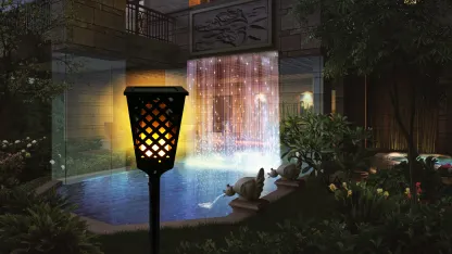 4-Pack: Dancing Flame TIKI Torches with Solar Charging LED Lights