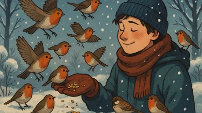The best part of feeding birds in the winter is: