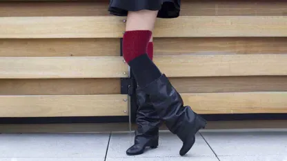 MinxNY Navy Wool Speckled Knee-high Boot Socks