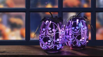 2-Pack: Wind & Weather Halloween LED 10" Battery Powered Glass Pumpkin