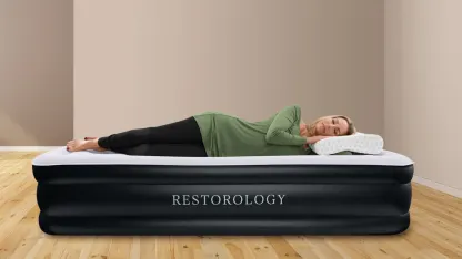 Restorology Queen Size Air Mattress with Air Coil Technology & Built-in Pump