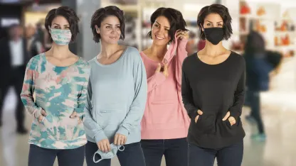 Adyson Parker Solid Kangaroo Pocket Pullover with Mask