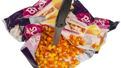 A Few Pounds Of Melted Candy Corn And A Knife