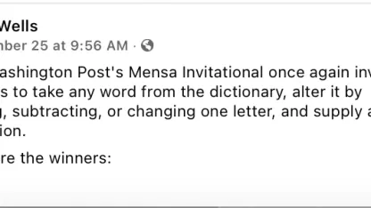 Great made up words (Washington post contest each year)