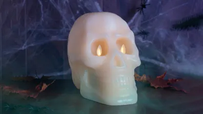 Luminara Martha Stewart Wax Skull Flameless Figural Candle with Remote
