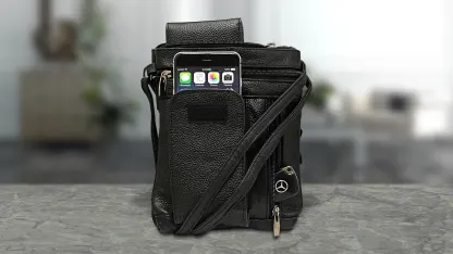 Steeltime Genuine Leather Crossbody Bag with External Phone Pouch