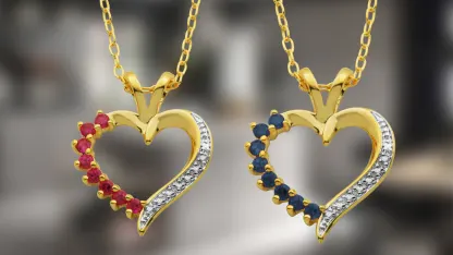 18K Gold-Plated Ruby or Sapphire Pendant with Diamond Accent