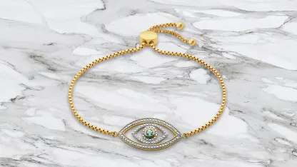 Evil Eye Gold-Plated Bracelet with Topaz and Diamond Accent