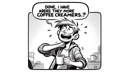 Y'all got anymore of them coffee creamers? (scratches neck)